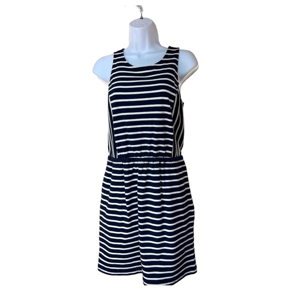 SzSP Loft Blue White Striped Sleeveless Dress - Picture 2 of 8